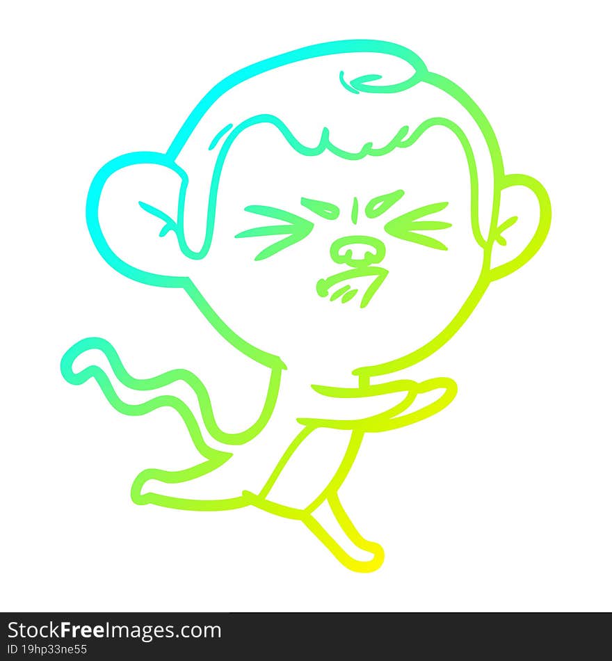 cold gradient line drawing cartoon annoyed monkey