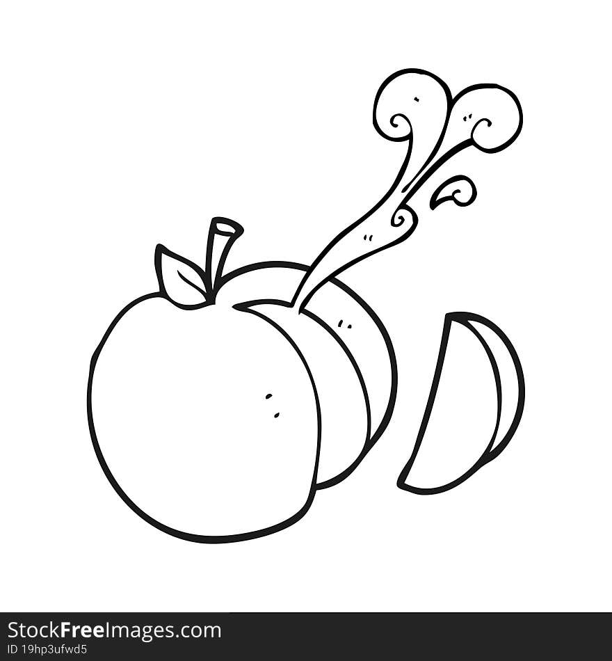 black and white cartoon sliced apple