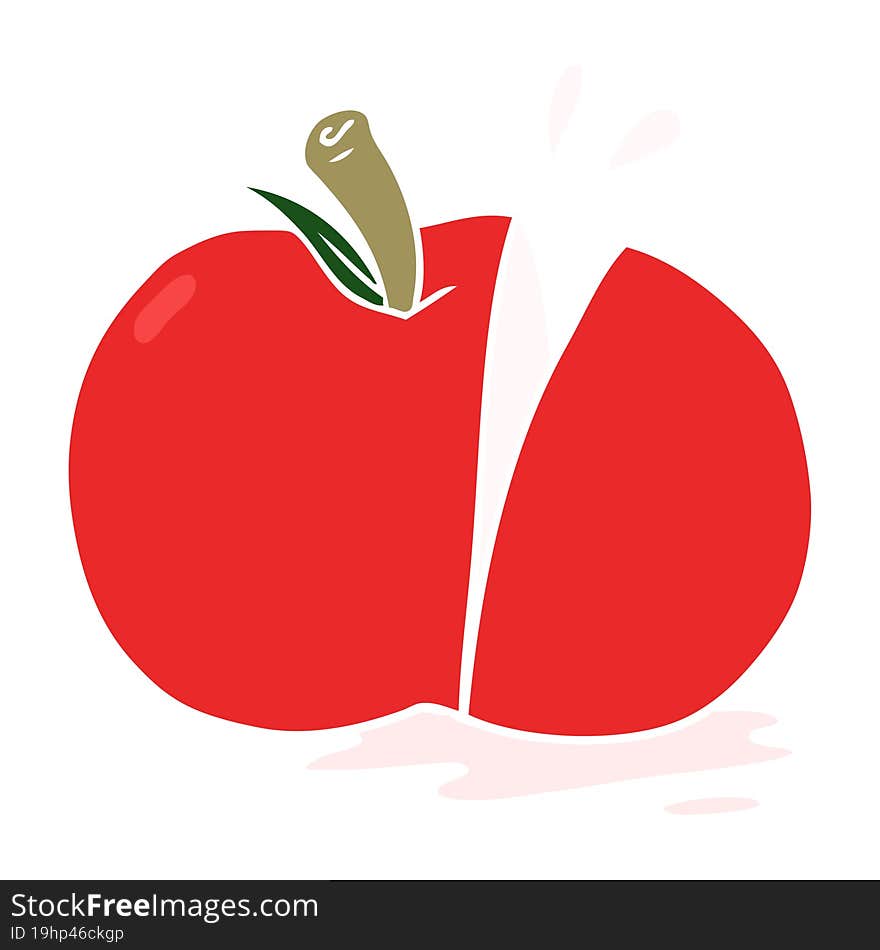 Flat Color Style Cartoon Sliced Apple