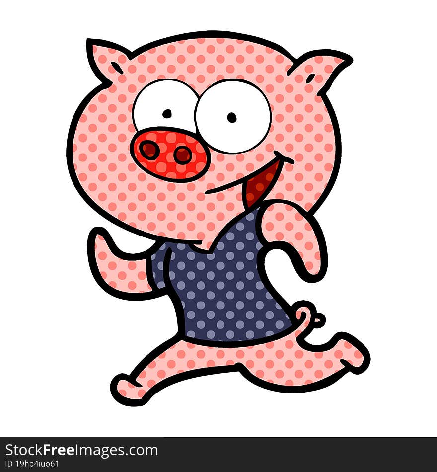 cheerful pig exercising cartoon. cheerful pig exercising cartoon