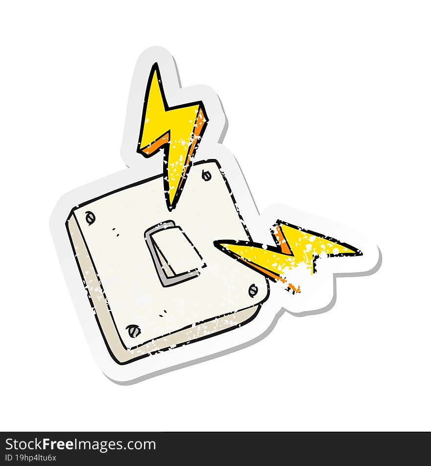 retro distressed sticker of a cartoon sparking electric light switch