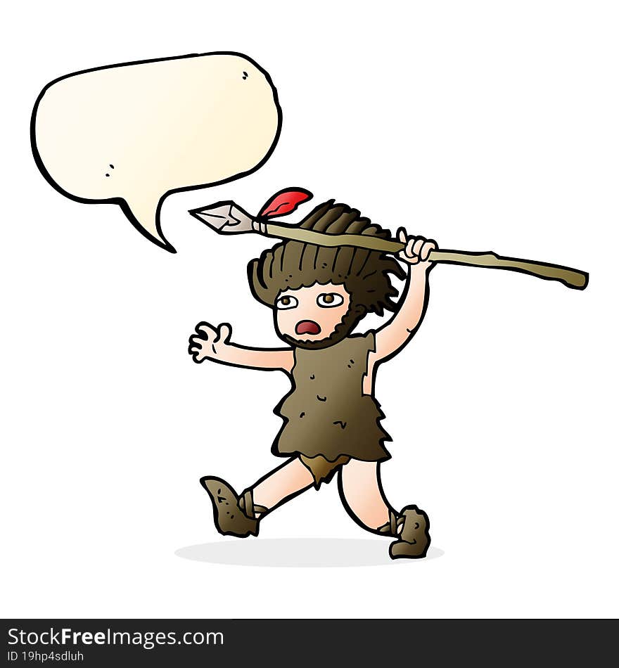 cartoon caveman with speech bubble