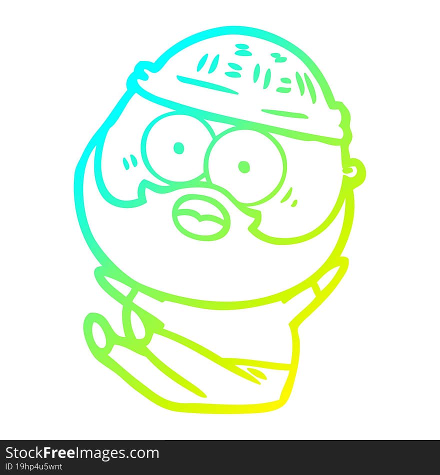 cold gradient line drawing cartoon bearded man