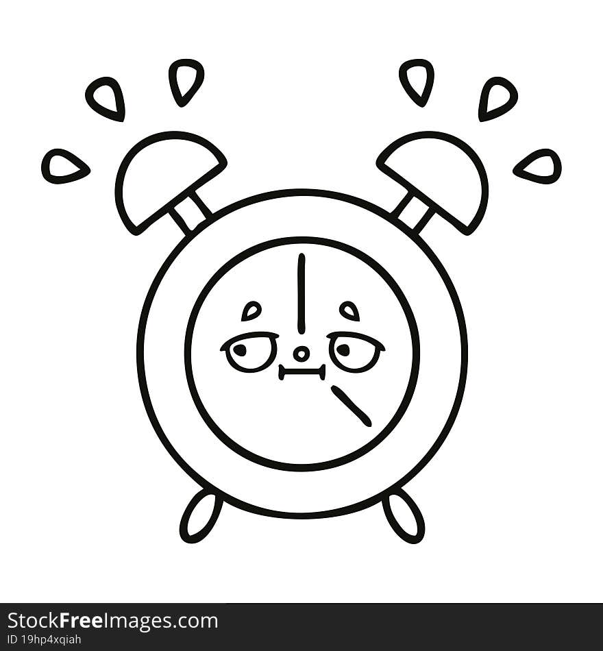 Line Drawing Cartoon Alarm Clock