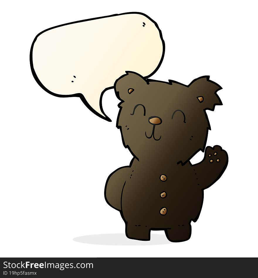 Cartoon Black Bear With Speech Bubble