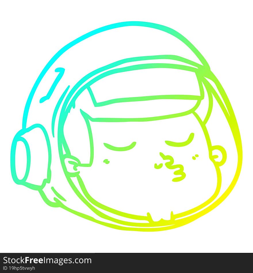 cold gradient line drawing cartoon astronaut face