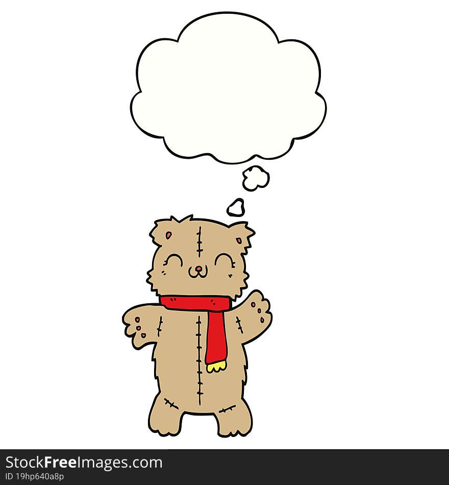 Cartoon Teddy Bear And Thought Bubble