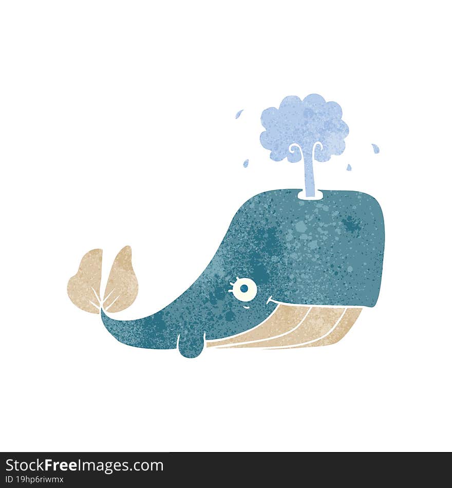 retro cartoon whale spouting water