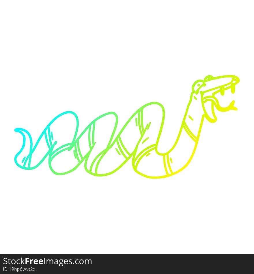 Cold Gradient Line Drawing Cartoon Crawling Snake