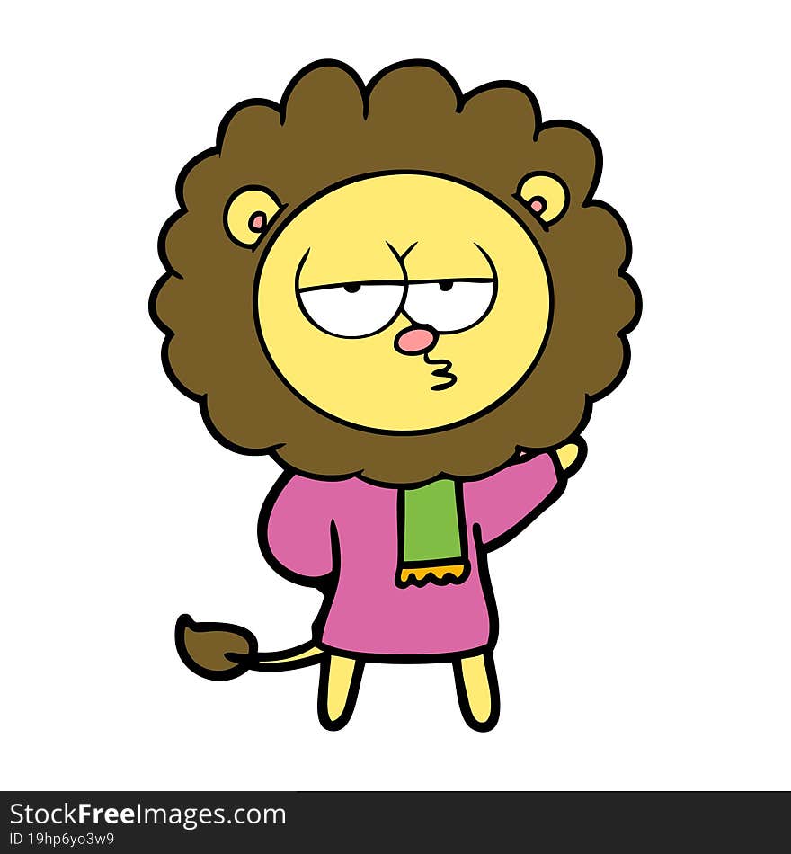 cartoon bored lion. cartoon bored lion