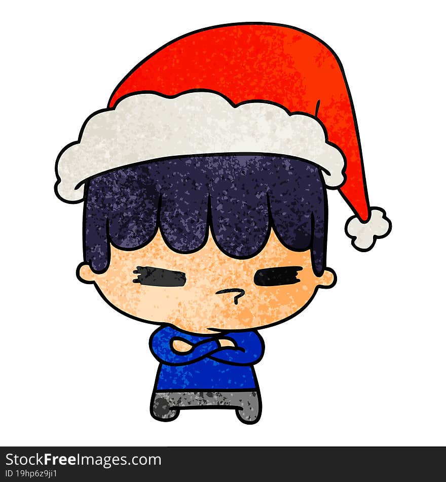 Christmas Textured Cartoon Of Kawaii Boy