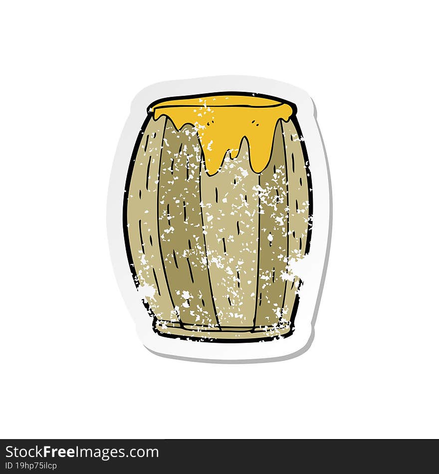 retro distressed sticker of a cartoon barrel