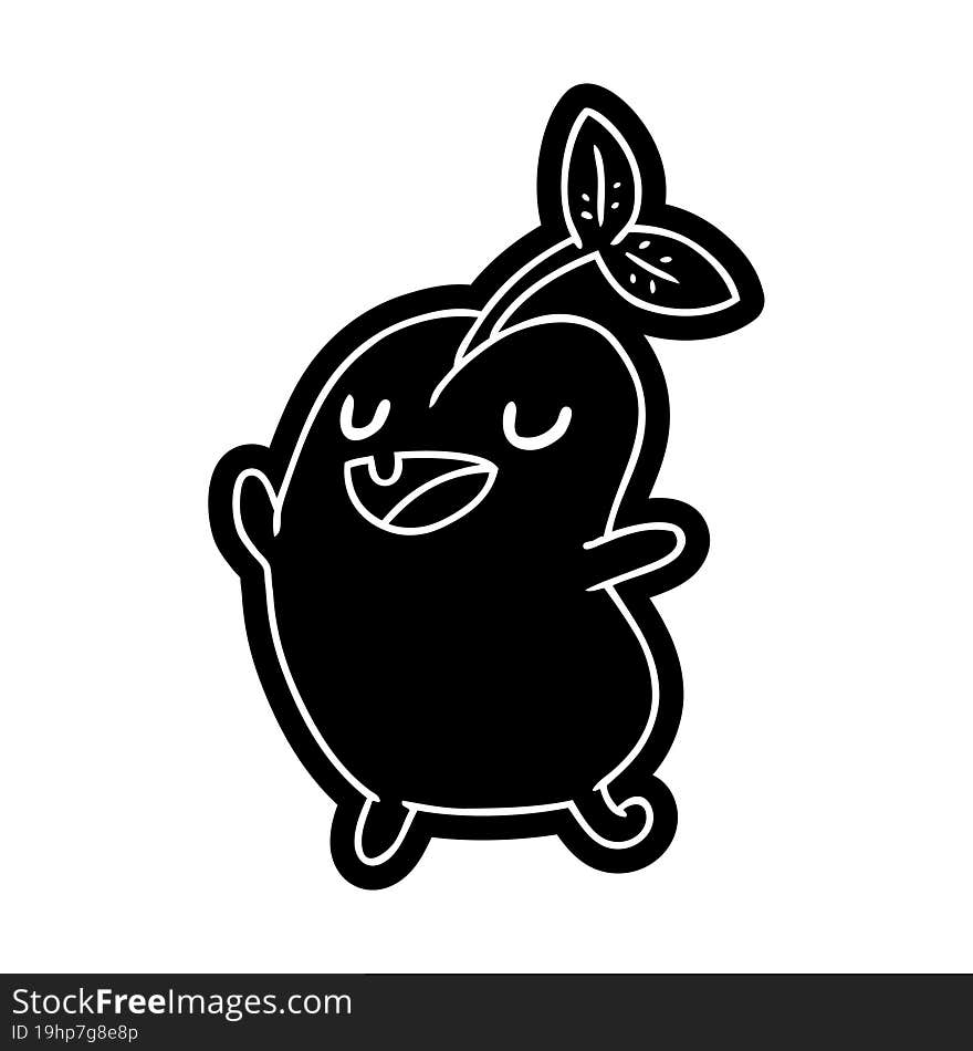 cartoon icon kawaii cute sprouting bean