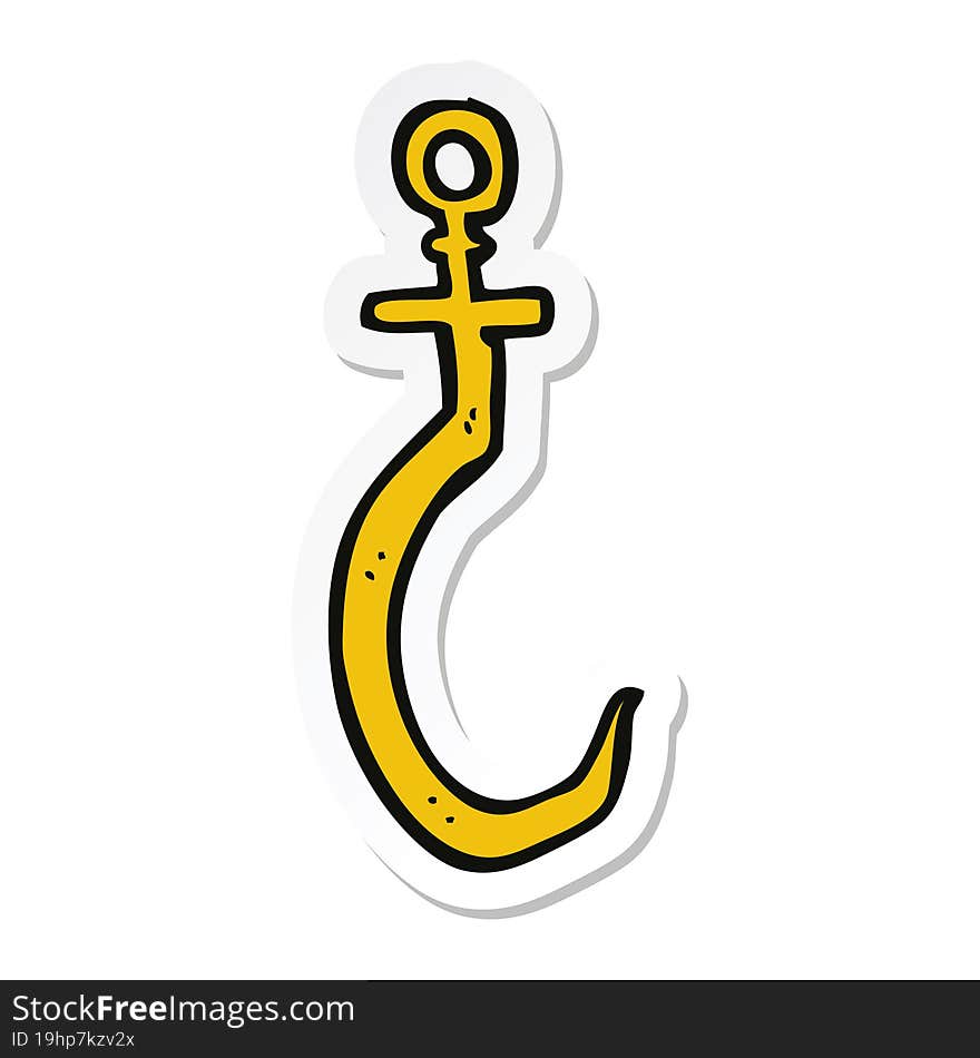 sticker of a cartoon fish hook