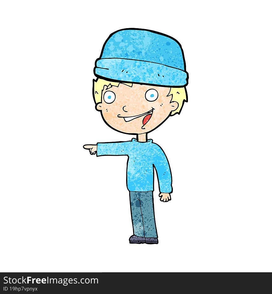 cartoon man wearing winter hat