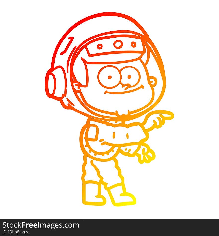 warm gradient line drawing of a happy astronaut cartoon