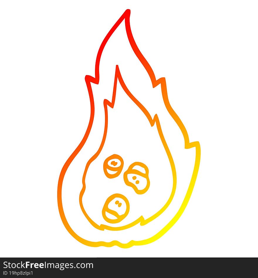 warm gradient line drawing cartoon burning coals