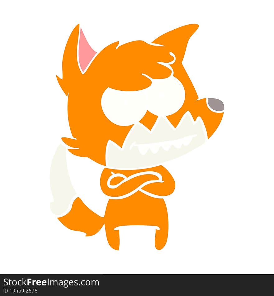 flat color style cartoon grinning fox