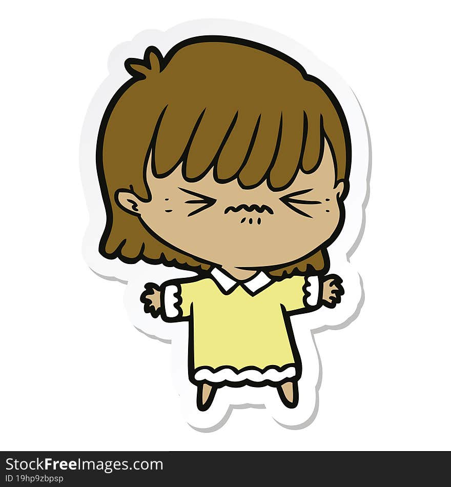 sticker of a annoyed cartoon girl