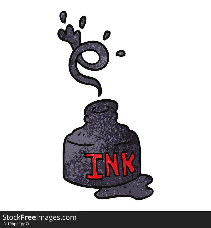 Cartoon Doodle Spilled Ink Bottle