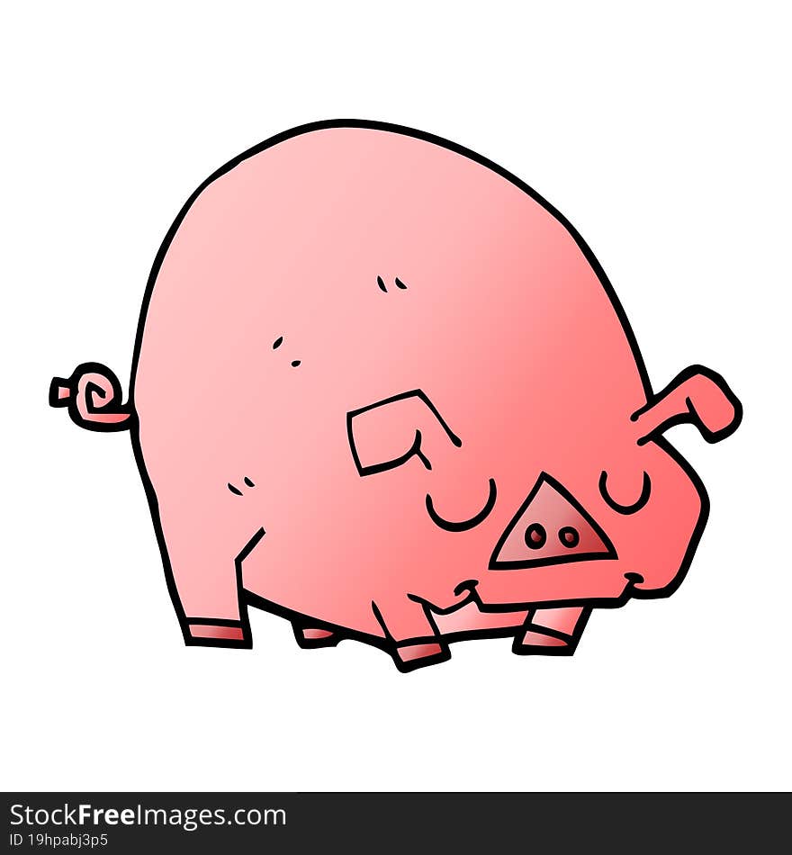 cartoon doodle fat pig