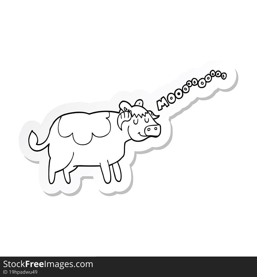 sticker of a cartoon cow