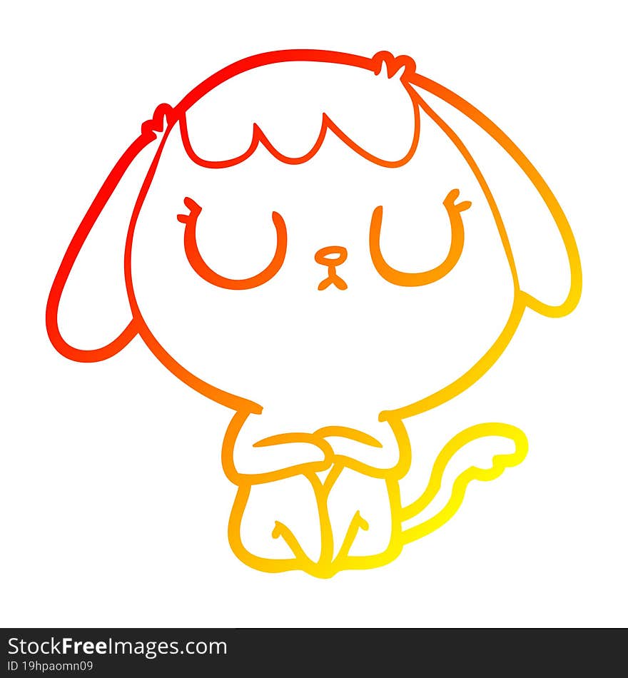 warm gradient line drawing of a cute cartoon dog