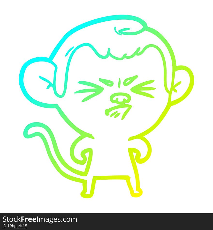 cold gradient line drawing cartoon annoyed monkey