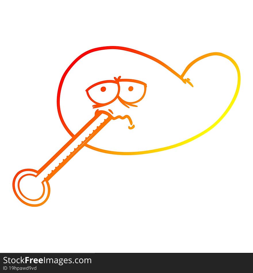 warm gradient line drawing cartoon ill gall bladder