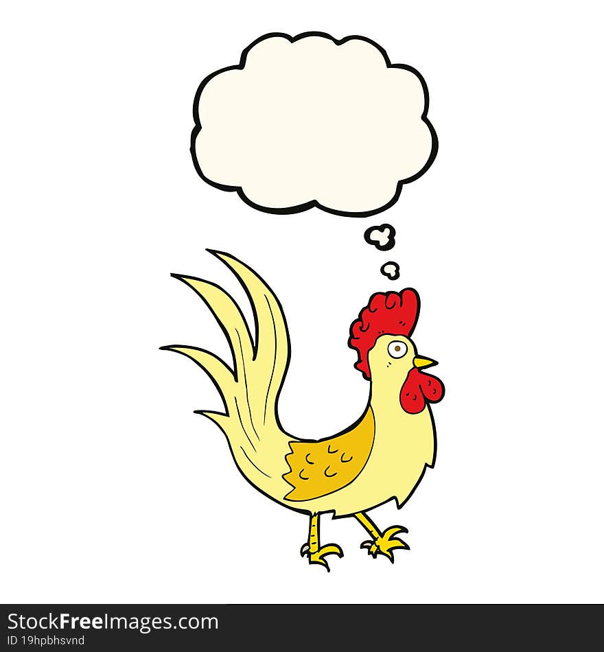 Cartoon Cockerel With Thought Bubble