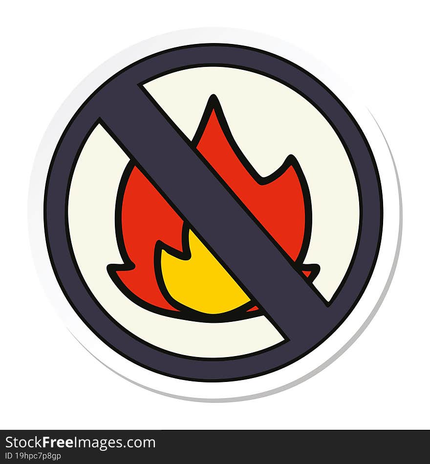 sticker of a cute cartoon no fire sign