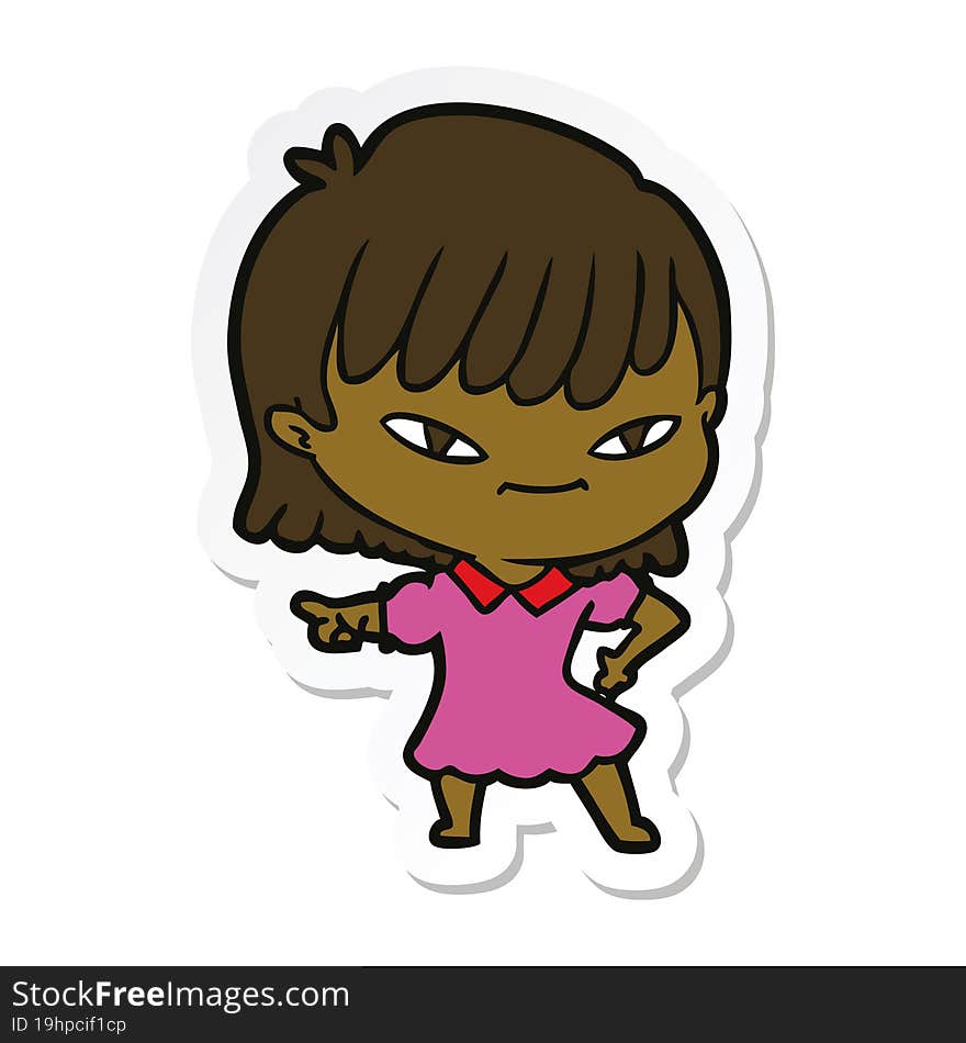 sticker of a cartoon woman