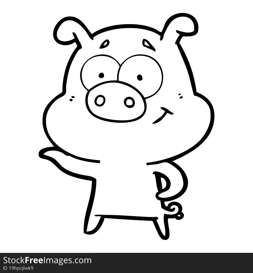 cartoon pig pointing. cartoon pig pointing