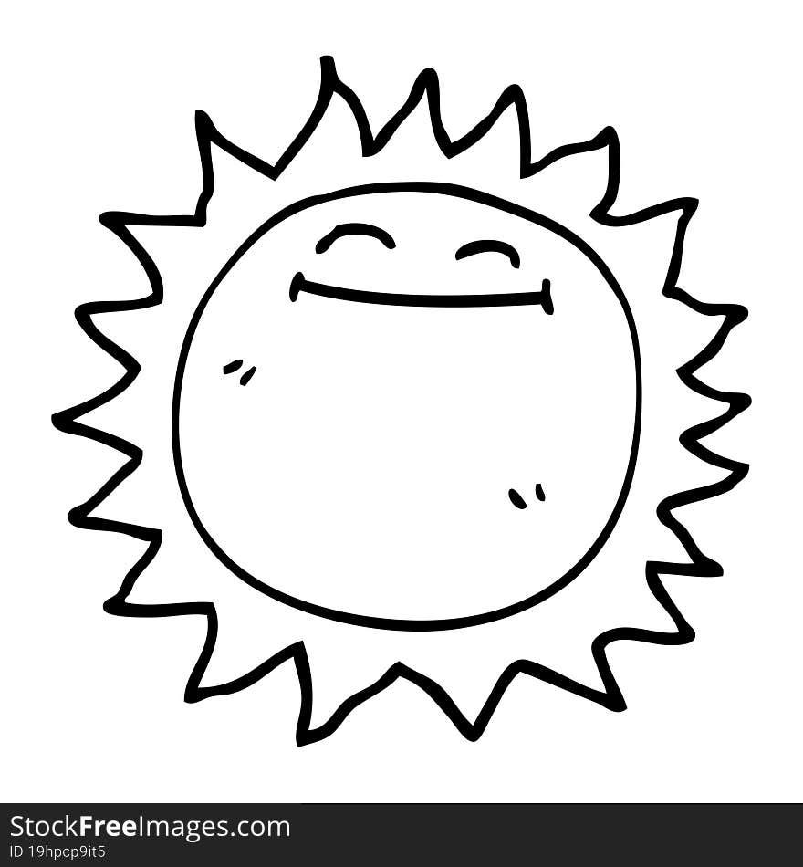 line drawing cartoon shining sun