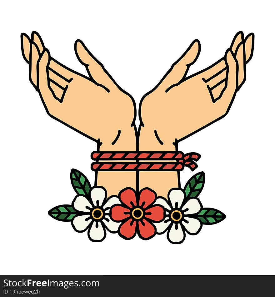 Traditional Tattoo Of Hands Tied