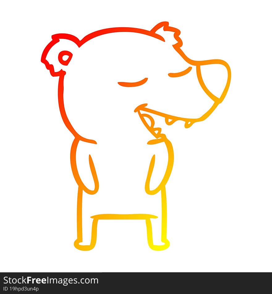 warm gradient line drawing cartoon bear