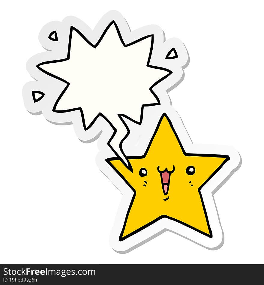 happy cartoon star and speech bubble sticker