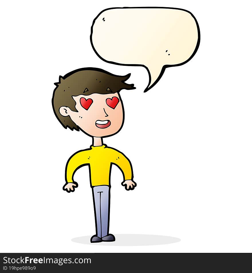 Cartoon Man In Love With Speech Bubble