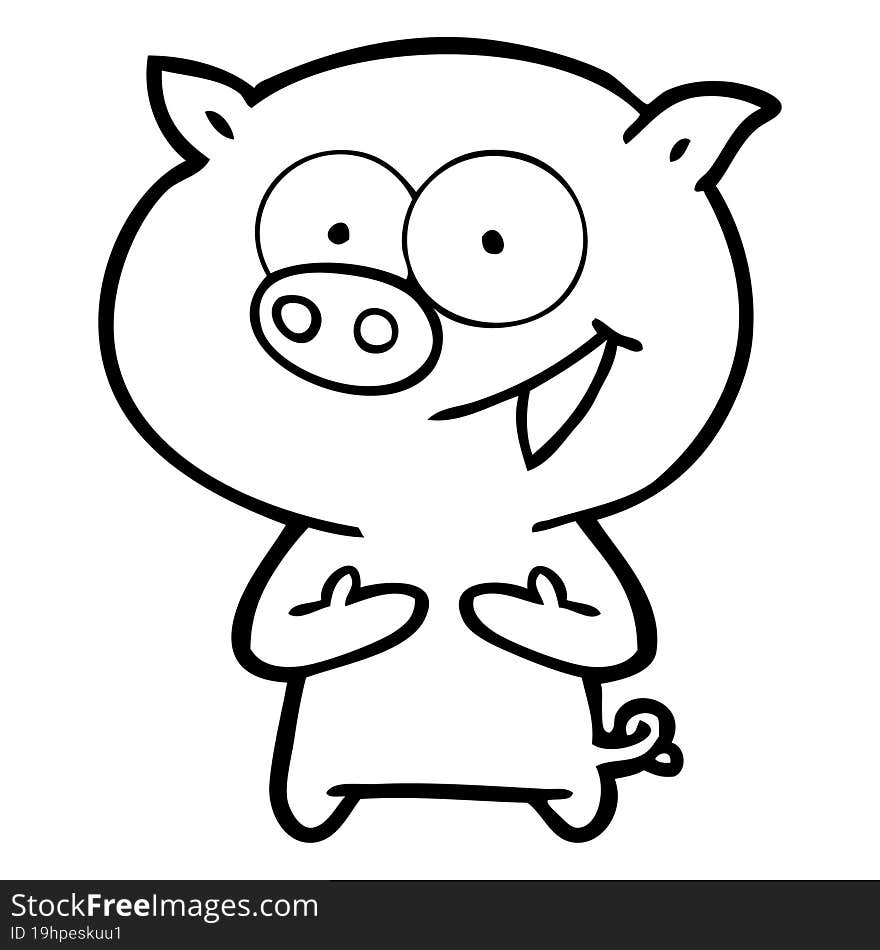 cheerful pig cartoon. cheerful pig cartoon