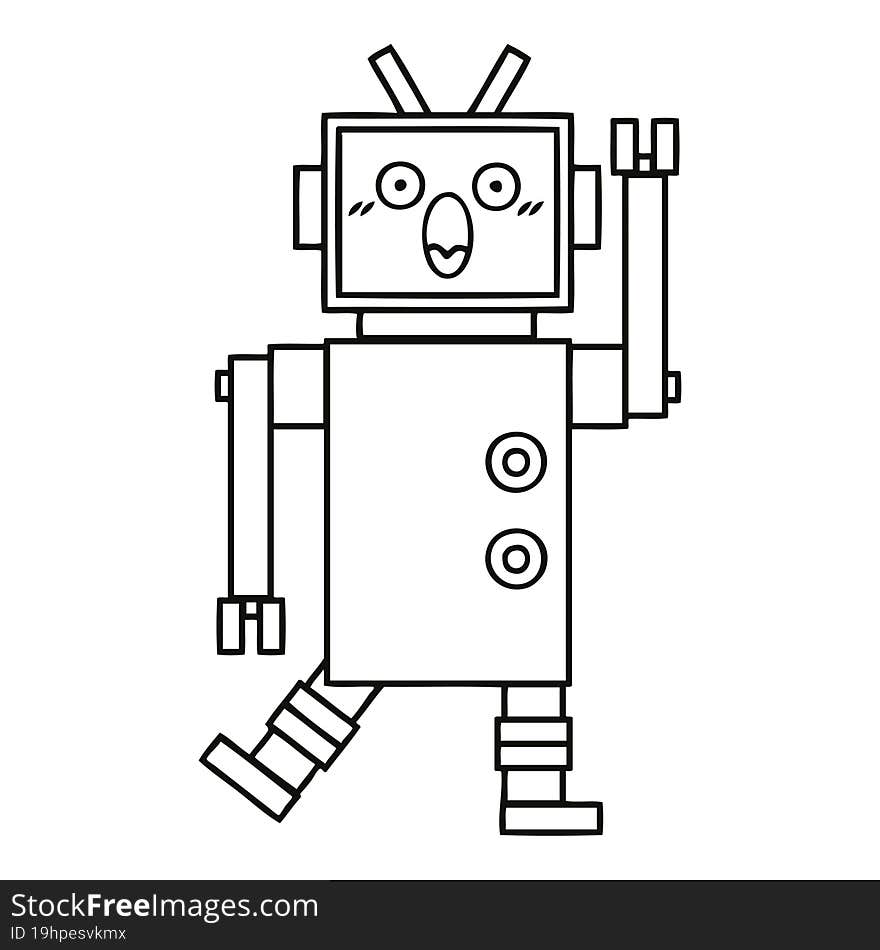 Line Drawing Cartoon Robot