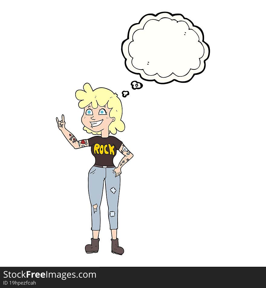 thought bubble cartoon rock girl