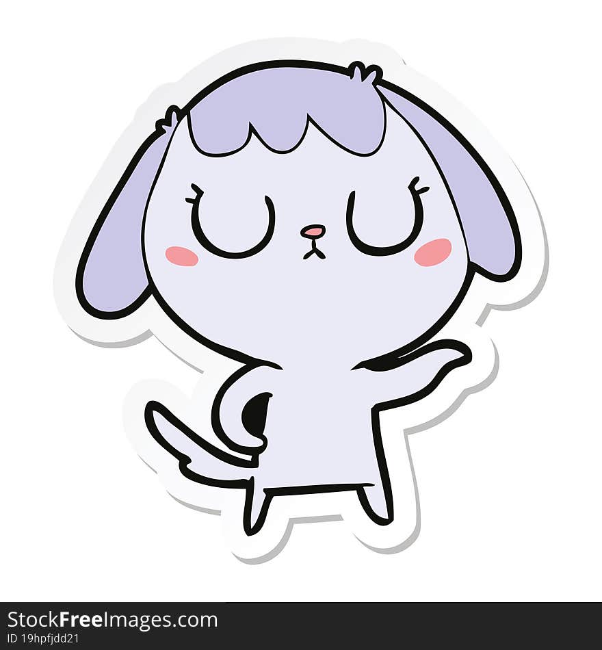 sticker of a cute cartoon dog