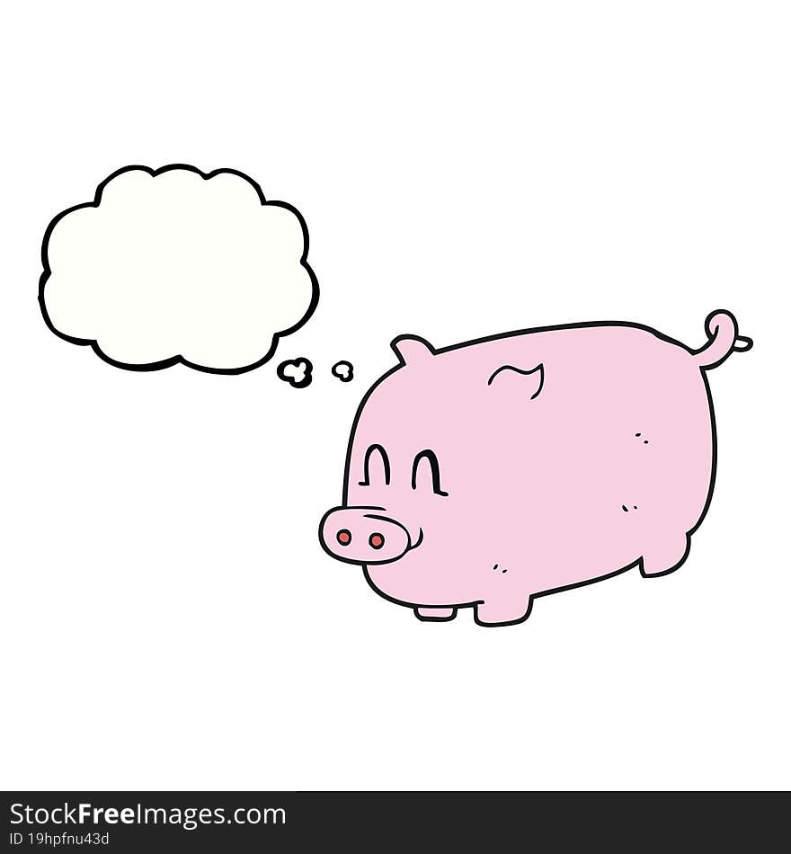 freehand drawn thought bubble cartoon pig