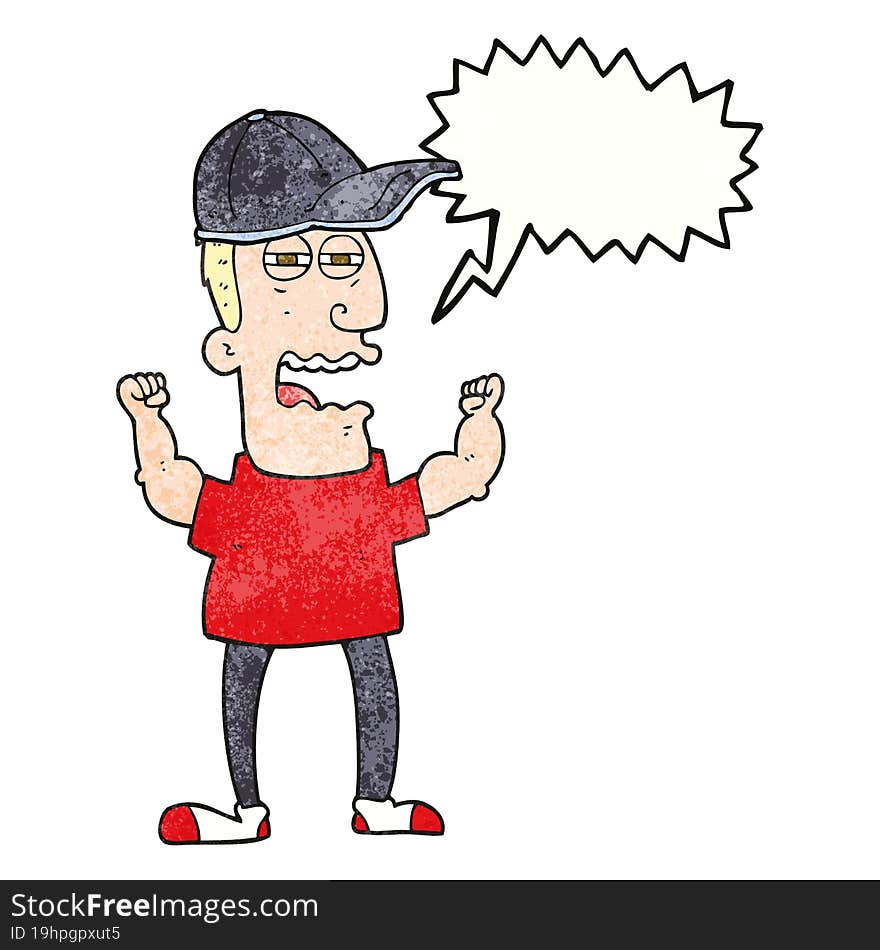 speech bubble textured cartoon stressed man