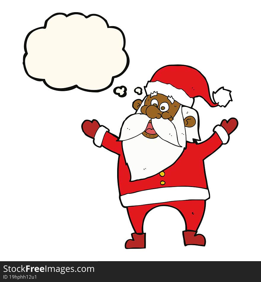 Cartoon Santa Claus With Thought Bubble