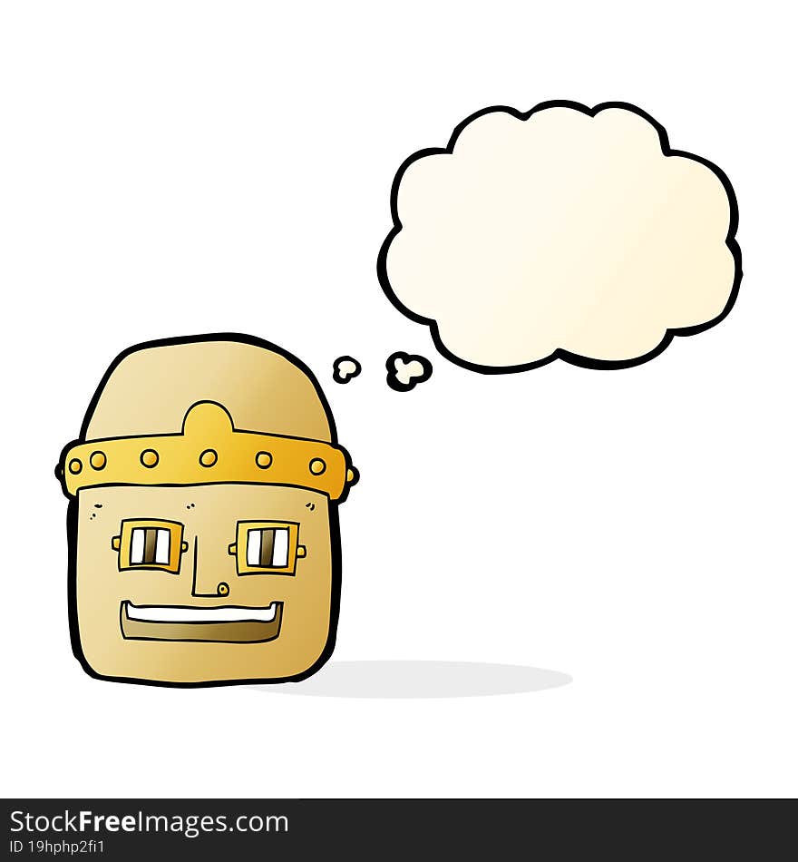 cartoon robot head with thought bubble