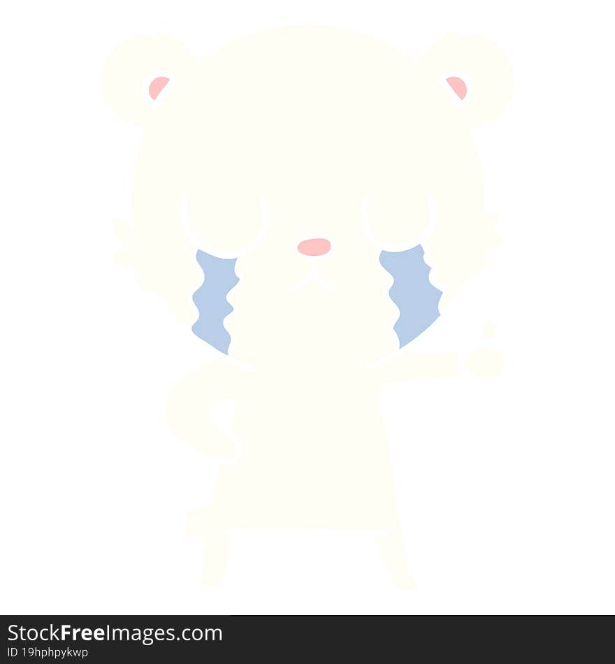 crying polar bear flat color style cartoon