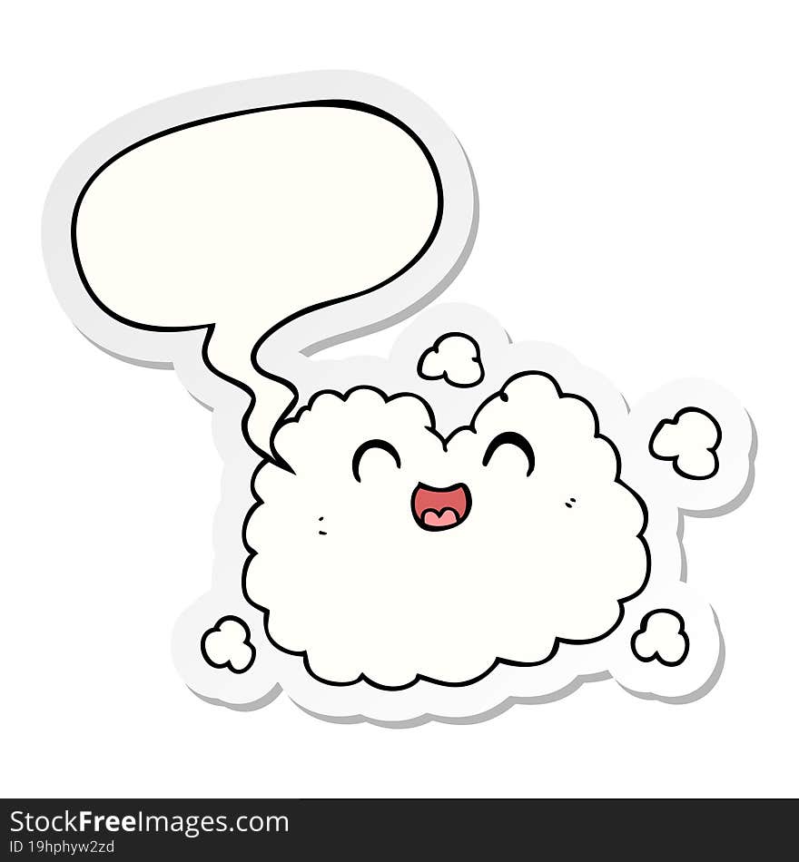 Cartoon Happy Smoke Cloud And Speech Bubble Sticker