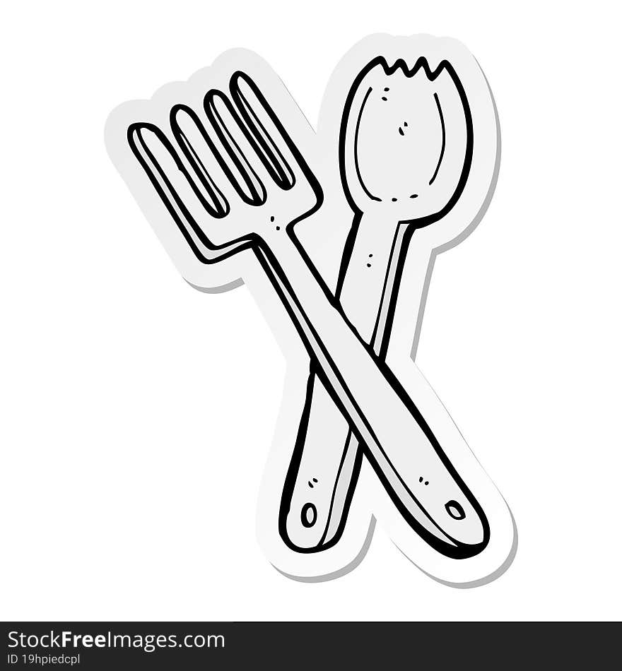 sticker of a cartoon cutlery