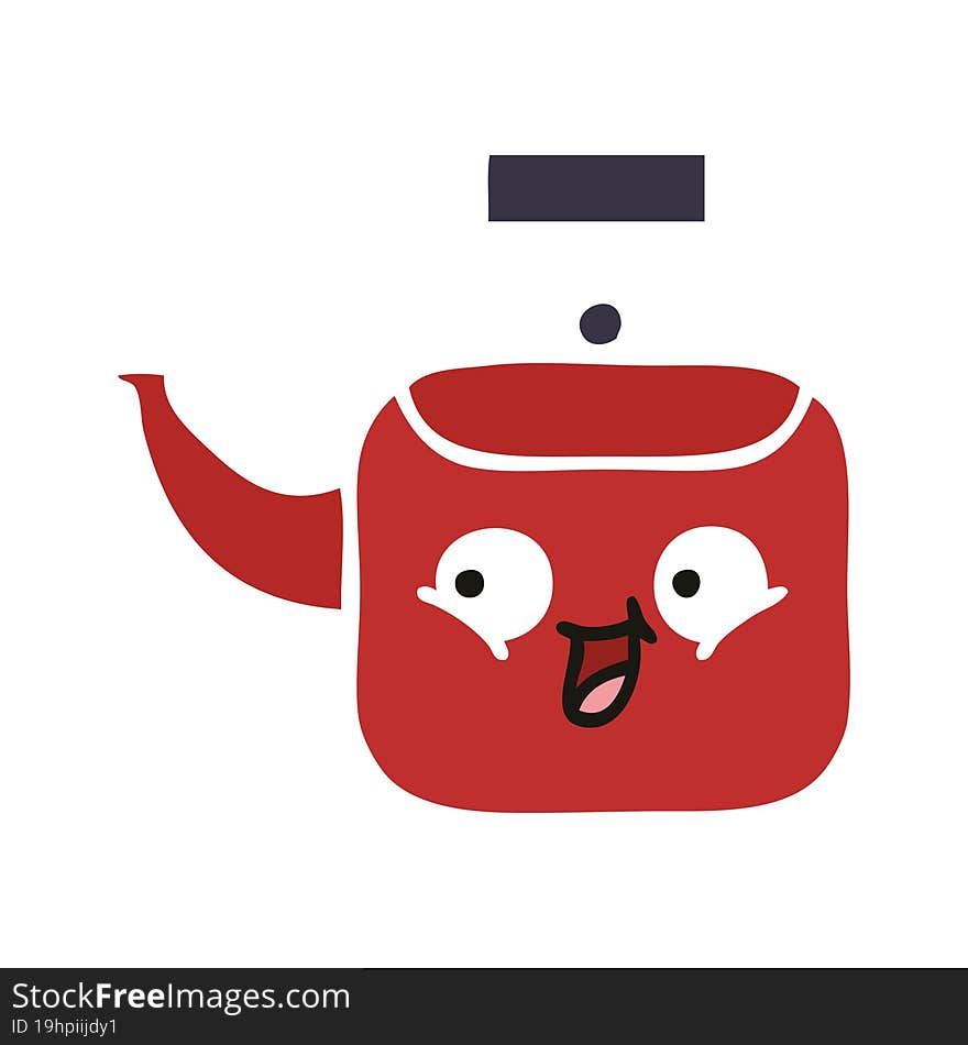 flat color retro cartoon of a kettle